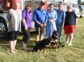 Janette Popple, Ardlethan, Kelly Laffan,  Cobram, Graham Cockerell, Beaconsfield, Vic, with Kelpies, Tilly and Evie, Member for Cootamundra, Stephanie Cooke, Sue Horan and Marcia Ryan, Ardlethan. 