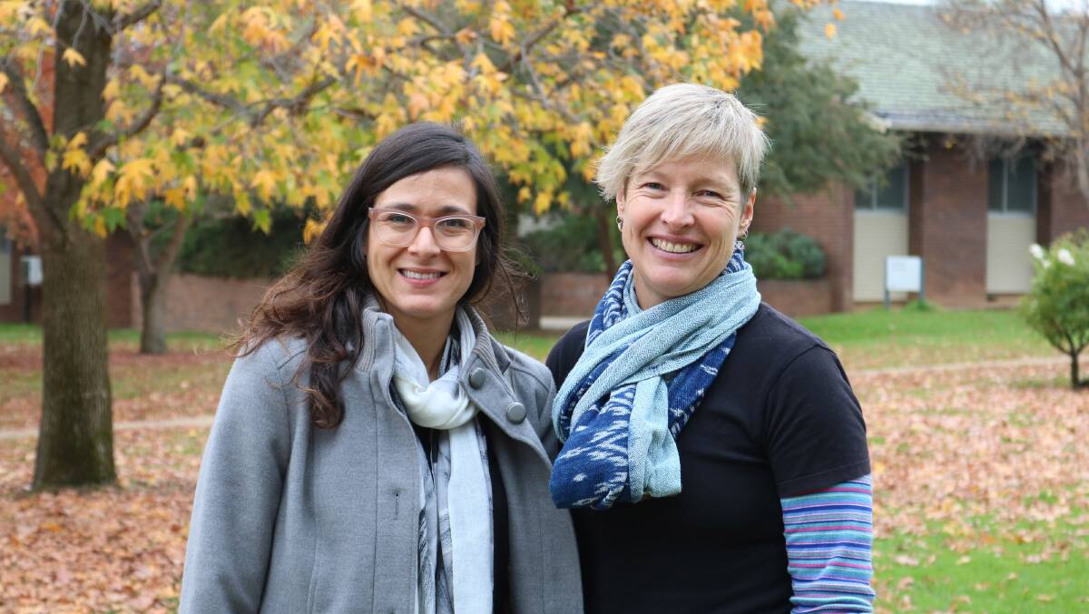 Associate Professor Marta Hernandez-Jover and Dr Jennifer Manyweathers, photographed before COVID-19 social distancing restrictions were in place. Photo: Graham Centre
