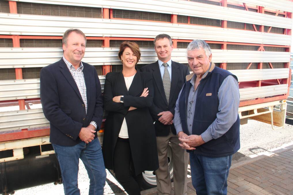 Barwon MP Kevin Humphries, roads Minister Melinda Pavey, Pastoralists Association of West Darling president Lachlan Gall and Broken Hill operator Gary Radford