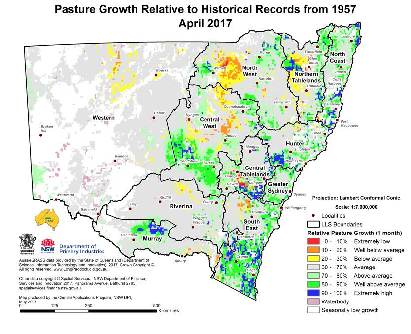 THE BENEFITS: Indications of where pasture growth has occurred throughout NSW. 