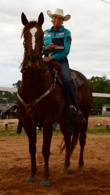 SWEET VICTORY: Accomplished Nangus barrel racer Adele Edwards and Roc n Shakira dominate at Grong Grong to win the Turn And Burn Derby. Pictures: Nikki Reynolds