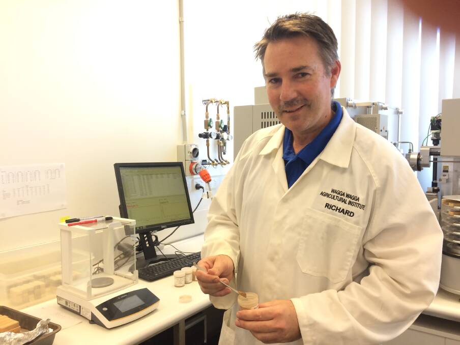 AN EXACT SCIENCE: Richard Meyer of the NSW Department of Primary Industries in Wagga conducts soil testing. Picture: Nikki Reynolds 
