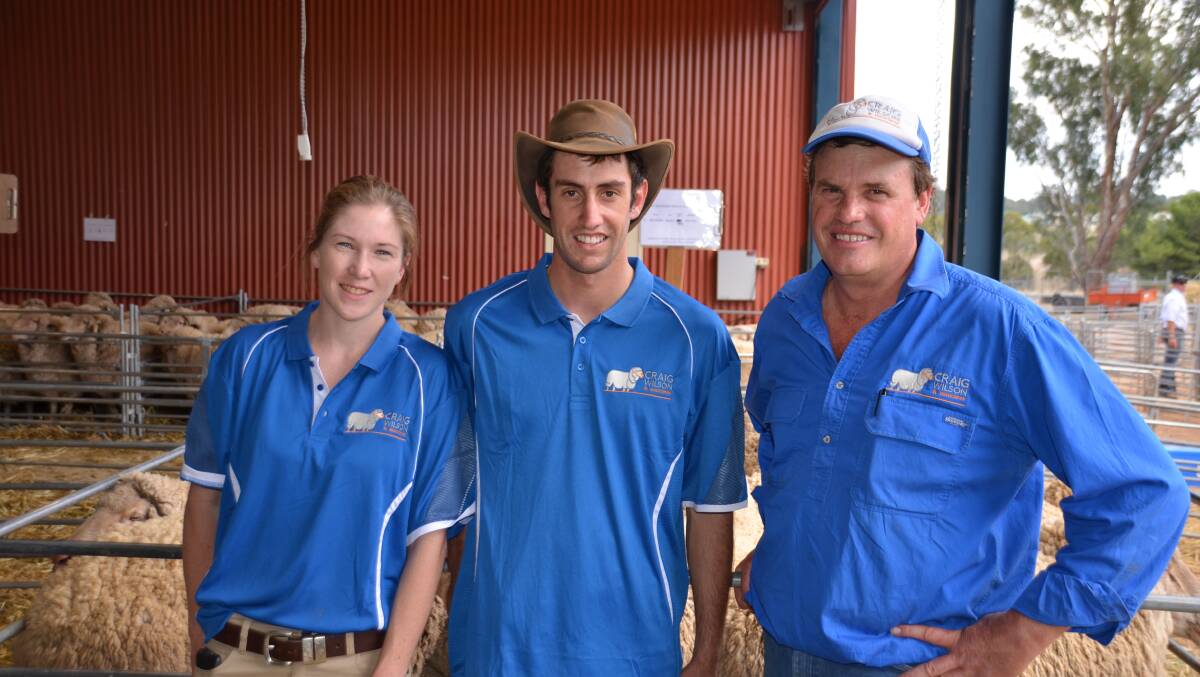 INDUSTRY LEADERS: The 2016 joint Peter Westblade Scholarship recipients Emily Carlon (nee Anderson), Crookwell, and Josh Malloy, Yerong Creek are pictured with coordinator of the Peter Westblade trial, Craig Wilson. 