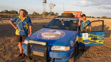 David Lake and Grant Cox with their car 'Couragous Corey' which is a tribute to Dave's son Corey who passed away in 2013
