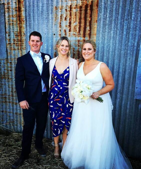 Annie with newly wedded couple Millie and Andrew. Photo: Contriuted