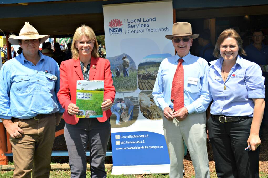 NSW Minister for Primary Industries, Katrina Hodgkinson, launches the new Rural Living Handbook with (from left) Central Tablelands Local Land Services beef development officer, Brett Littler, Chair, The Honourable Ian Armstrong, and district vet, Lucienne Downs.