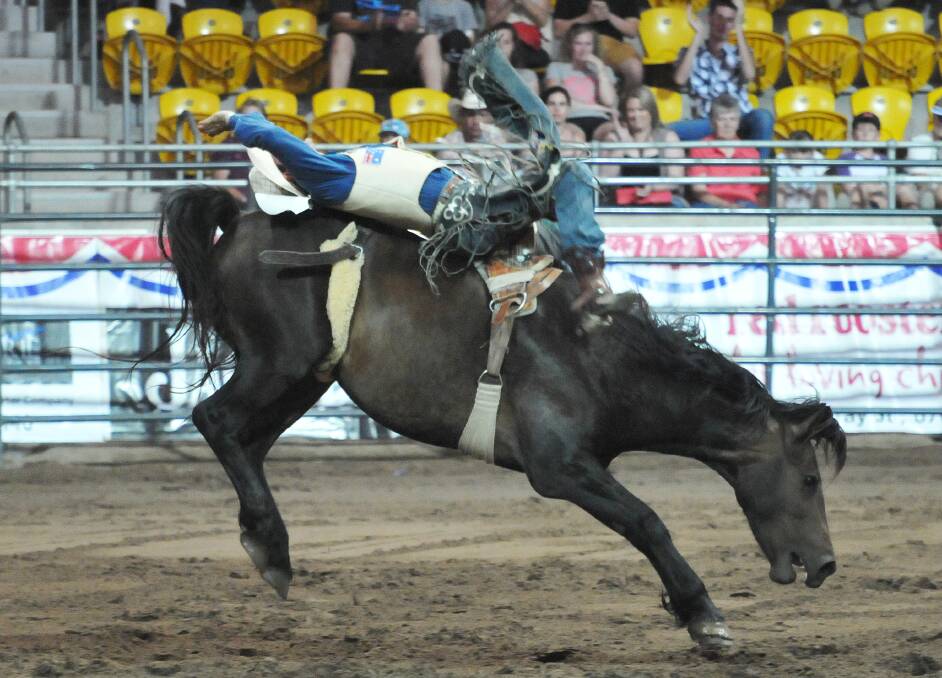 Cody Angland from Wantabadgery competes in the bareback event at the ABCRA. Picture: The Northern Daily Leader