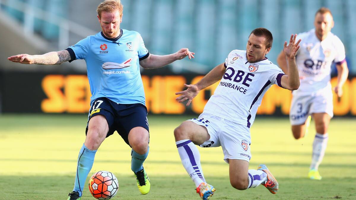 Action in round 19 of the A-League match between Sydney FC and the Perth Glory at Allianz Stadium on February 13,  in Sydney. (Photo by Getty Images)