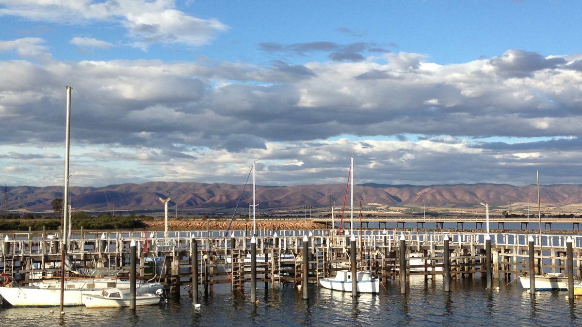 Mid North: Port Pirie's foreshore at daylight, overlooking the Southern Flinders Ranges. Photo: Helen Vonow.