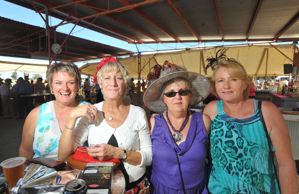Jo Harpley, Sharon Young, Ruth McCarthy, Narelle Gentles of Cootamundra pictured at the 2013 Ardlethan Picnic Races.