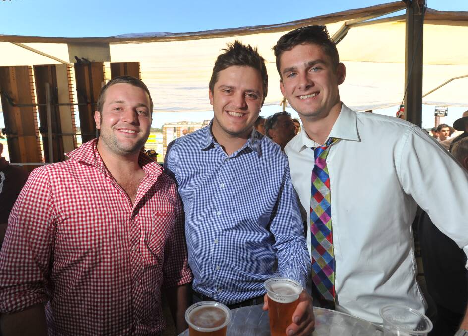 James Robertson, Jack Ginty and Kurt Allen pictured at the 2013 Ardlethan Picnic Races.