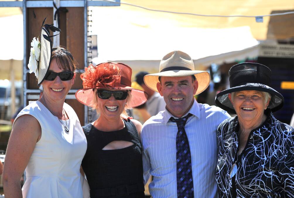Sandra Mathieson, Joan Richens, Greg Trembath and Marj Clark pictured at the 2013 Ardlethan Picnic Races.