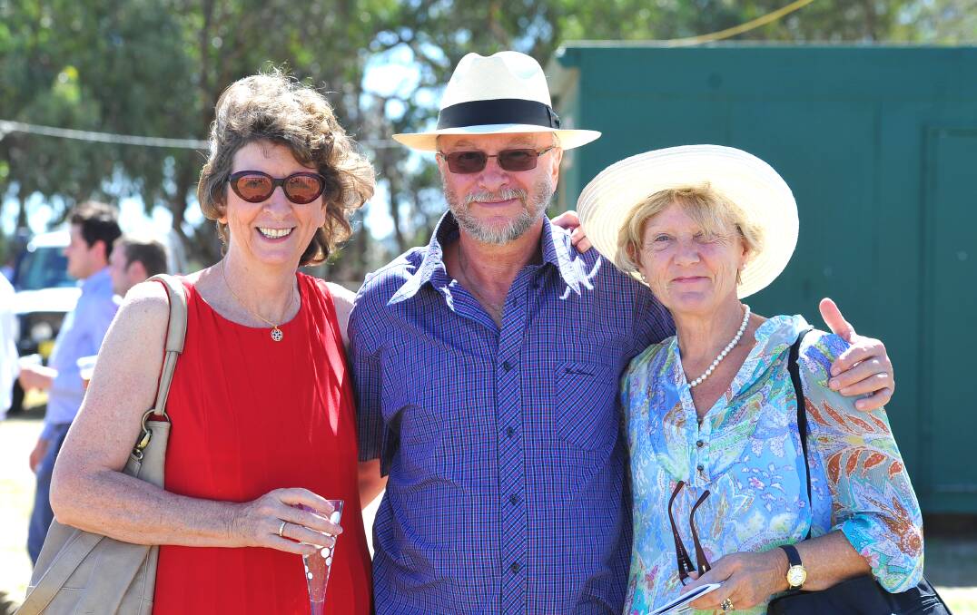 Kay Whitty, Steve Adamik and Sue Adamik visit the Ardlethan Picnic Races in 2013.