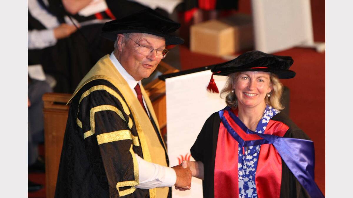 Graduating from Charles Sturt University with a Doctor of Philosophy is Sally-ann De-Vitry Smith. Picture: Daisy Huntly