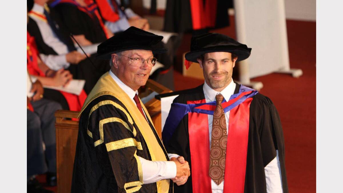 Graduating from Charles Sturt University with a Doctor of Philosophy is Andrew Peters. Picture: Daisy Huntly
