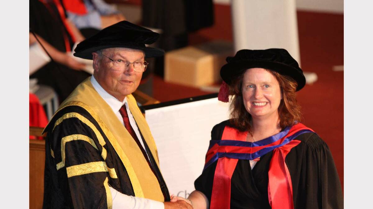 Graduating from Charles Sturt University with a Doctor of Philosophy is Meredith Mitchell. Picture: Daisy Huntly