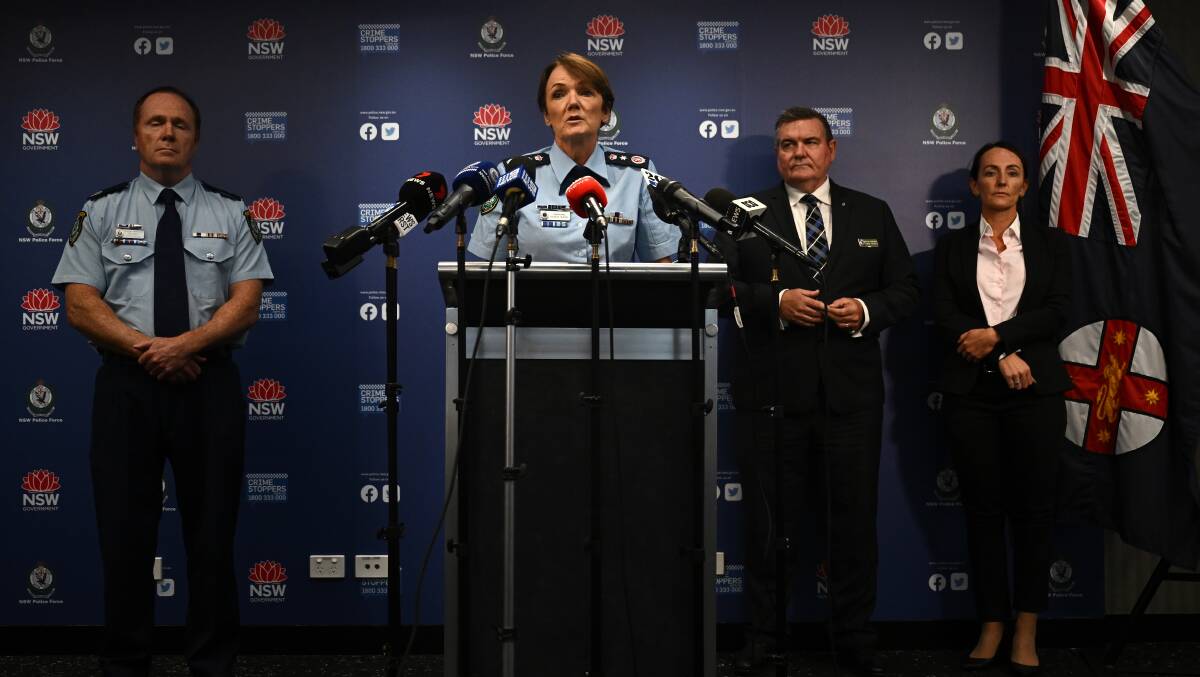 NSW Police Commissioner Karen Webb addresses media during a press conference in Sydney, Tuesday, February 27, 2024. Picture AAP Image/Dan Himbrechts