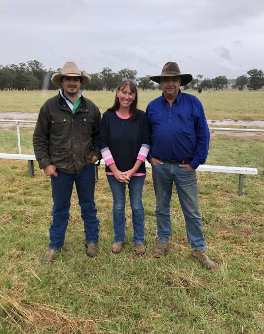 OUTLOOK: Simon Muller, Nicole Hopkins and Bill Muller are pictured at the Illabo Showground. Picture: Nikki Reynolds 