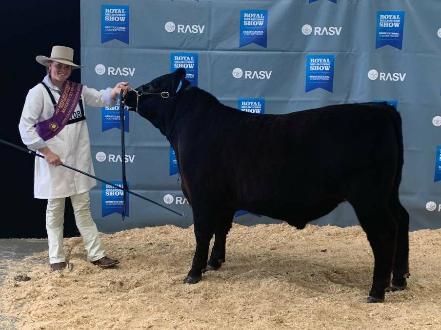LOOKING BACK: Jemima Nugent, 14, of the Wagga Christian College show team is awarded reserve champion junior handler at Royal Melbourne Show in 2019. Picture: Supplied