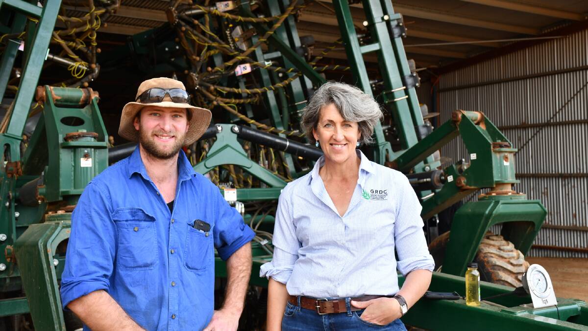 RURAL FOCUS: Grain grower Daniel Fox, Gladlea Pastoral Company, Marrar with GRDC Acting Senior Regional Manager Gillian Meppem of Toowoomba. Picture: Supplied