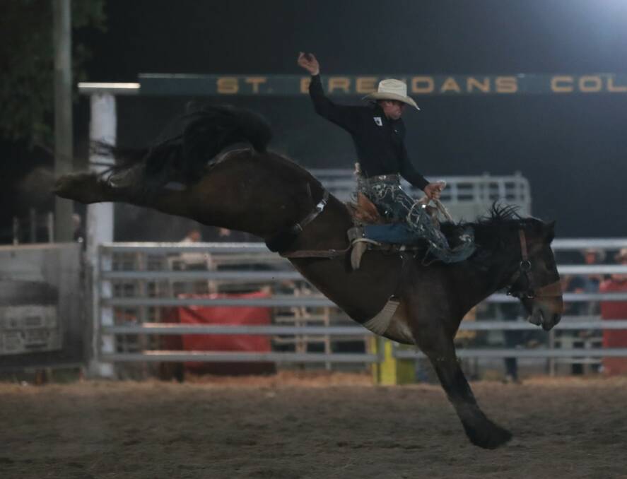 TAKE THE LEAD: Cody Angland wins the Australian title in saddle bronc riding at Warwick. Picture: Barry Richards