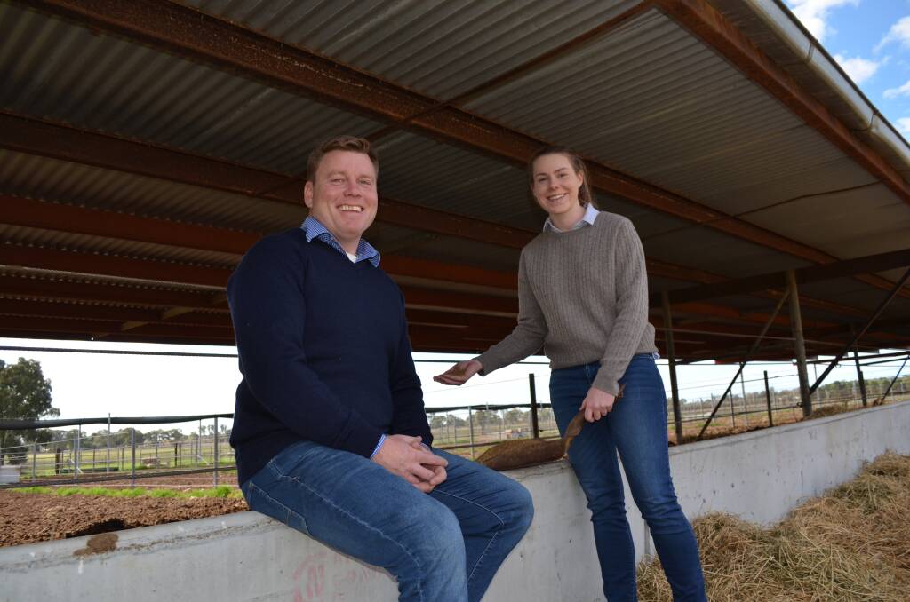 FINDING GAINS: Michael Campbell from CSU’s School of Animal and Veterinary Sciences and CSU Bachelor of Animal Science (Honours) student Emma Lynch.