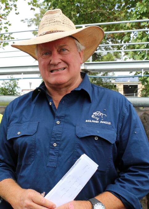 NEW BENCHMARKS: Mark Lucas pictured at his recent Reiland Angus cattle sale. 