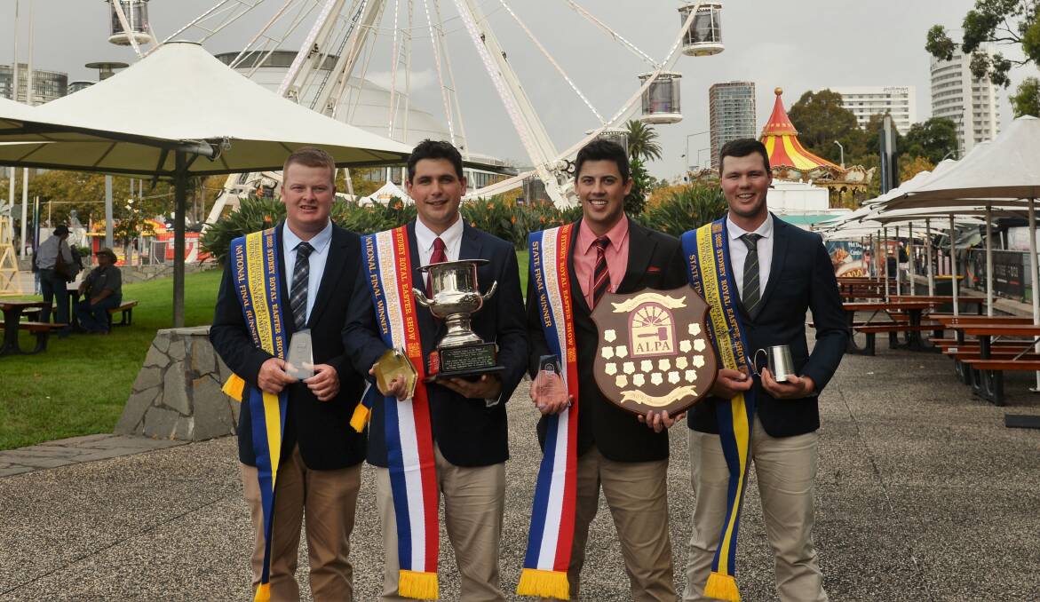 PRESTIGIOUS WINNERS: Corey Evans, Will Claridge, Harry Waters and Jake Smith enjoy success in the ALPA young auctioneers competition. Photo: Kate Loudon