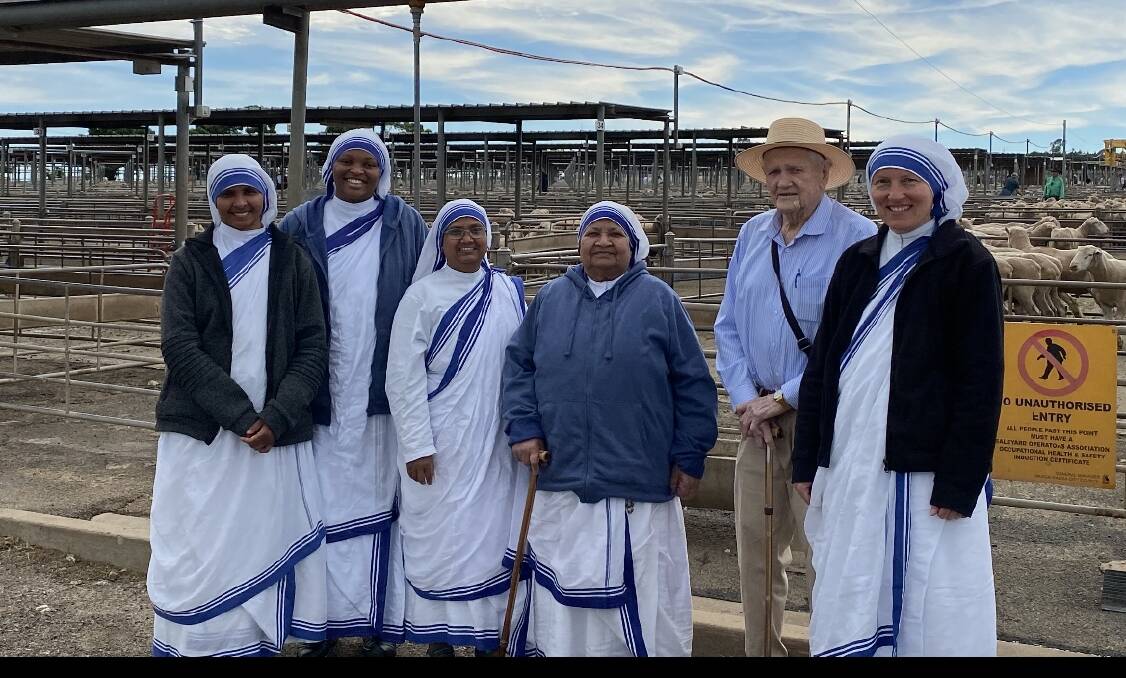 AGRICULTURAL TOUR: Members of the Missionaries of Charity Sister Jasmine Rose, Sister Erica, and Sister Rosemary, Sister Fidelis, Jeff Francis and Sister Malada. 