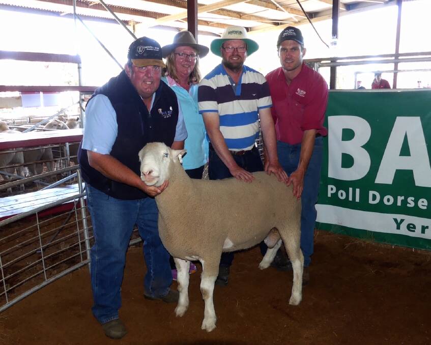 MEET THE MARKET: David Hill with Fiona and Corey Beckett and Tom Yates at the Barwon sale. 