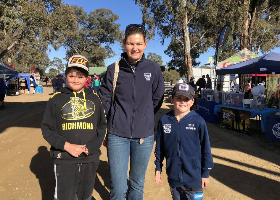FIELD DAY FOCUS: Pleasant Hills family Suz Forck with Peter, 9, Jesse, 7 visit the 2018 Henty Machinery Field Days. Picture: Nikki Reynolds