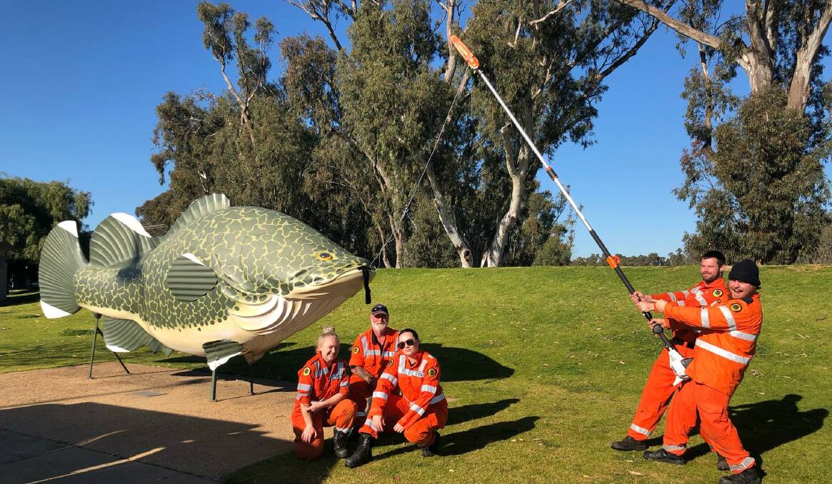 A HELPING HAND: Courtney Cameron of Junee SES, Jeffery Withers, Junee SES, Chloe Webb of Junee SES and Tom Melbourne of Coolamon SES and Trent Mill, Junee SES. Picture: Keith Fraser