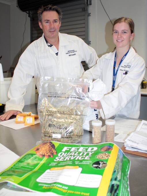 WORTH TESTING: NSW Department of Primary Industries analytical chemist, Richard Meyer and technical assistant, Anna Richards, prepare hay, silage and grain samples for testing.