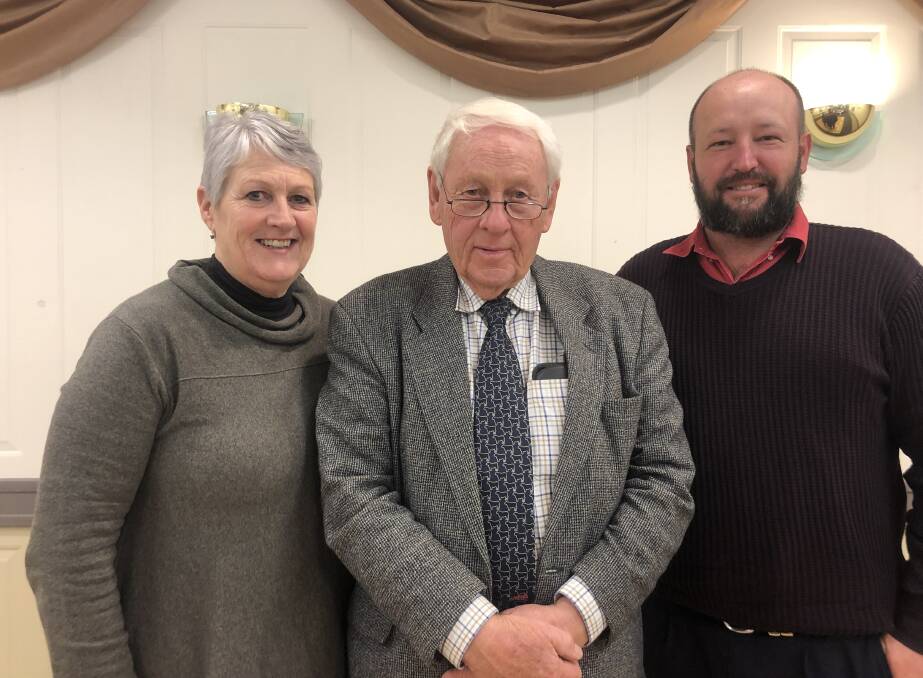 CHANGING OF OFFICE: Incoming secretary Carol Grylls with Richard Buck and vice chairman Josh Crosby at the NSW State Committee of Angus Australia meeting. Picture: Supplied