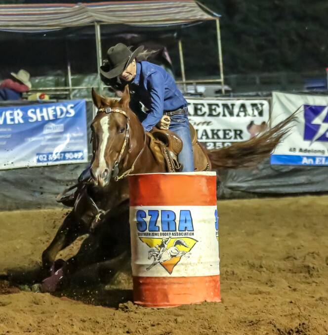 FINE FORM: Kerrie Holder of Cootamundra is pictured barrel racing. Picture: Amy McIllrick
