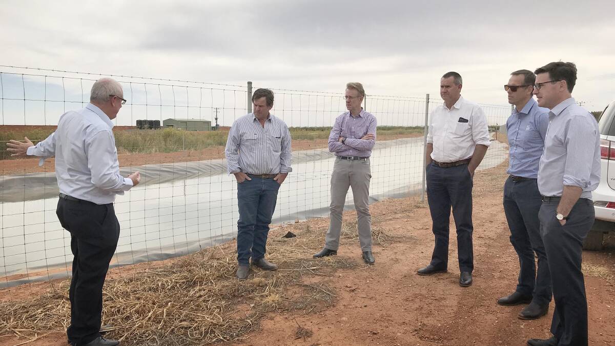 IRRIGATION CAPITAL: MDBA chief executive officer Philip Glyde joins Minister for Agriculture and Water Resources David Littleproud, Murrumbidgee Irrigation chairman Nayce Dalton, Deputy Chair Hayden Cudmore and chief exeucitve officer Brett Jones on a tour of the Company’s PIIOP works.