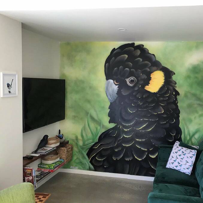 A mural in the Basin View Retreat Airbnb in Launceston. Picture: Kreamart