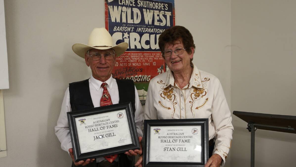 SPECIAL MOMENT: John and Margaret Gill show off the Hall of Fame certificates of Jack and Stan Gill. Picture: Double Dee Photos