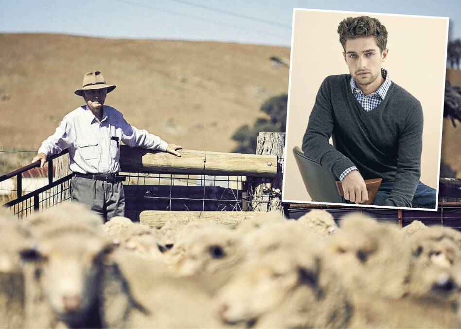 Rodger Kelly on his family farm ‘Corringle’. Model wearing Country Road’s Australian Traceable Merino sweater. Photos supplied by Country Road.