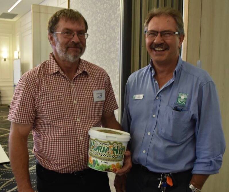 Chris Curran from Worm Hit Fertiliser and Vic Milward, RCS Yeppoon. Photo courtesy North Queensland Register.