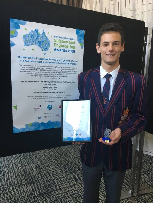 OLIVER Nicholls can’t wait to head to the USA in May for Intel ISEF, representing Australia on the world stage with his HSC design and technology project.
