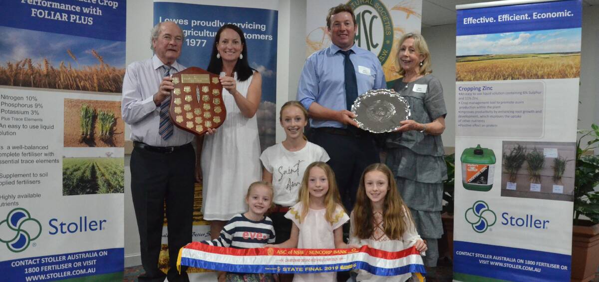 Champions of 2019 ASC/Suncorp Bank Dryland Field Wheat competition and southern region winners, the McLeod family, Thornleigh, Wallendbeen, Malcolm and Julia, Scott and Diana, with Claudia, 15, Estee, 5, Sacha, 9, and Lily, 12.