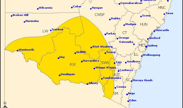 The Riverina is subject to a severe weather warning. Picture: Bureau of Meteorology