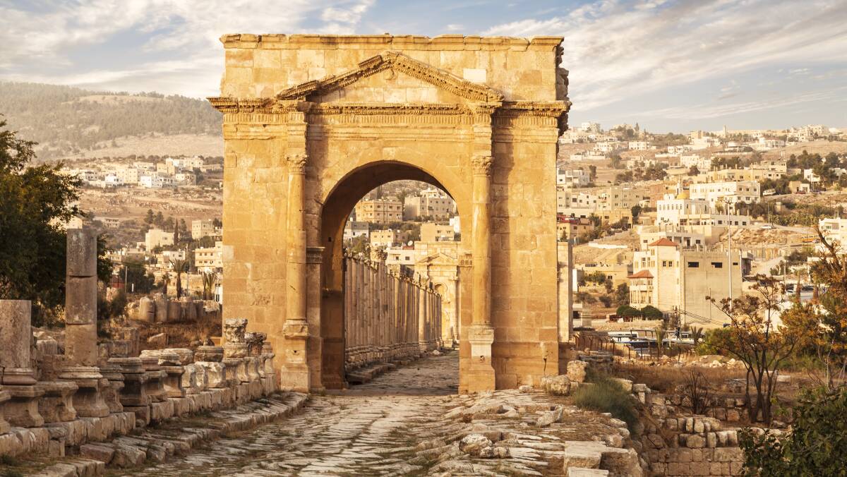 The North Gate in the ancient Roman city of Gerasa of Antiquity in modern-day Jerash, Jordan. Picture: Shutterstock