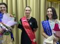 Emma Johnstone, Hay, and Olivia Hodkin, Junee, with 2023 The Land Sydney Royal AgShows NSW Young Woman runner-up Jessica Towns, Moree.