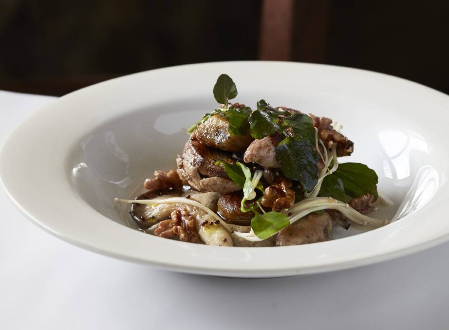 A little plate of heaven is this chargrilled quail with porcini gnocchi, pickled mushrooms and walnut.