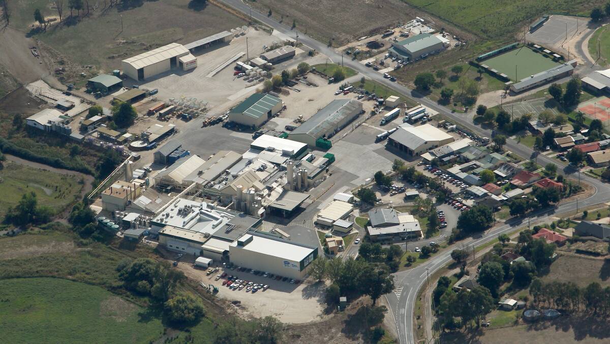 Bird's eye look: An aerial view of the Murray Goulburn dairy at Kiewa which has been earmarked for closure next year.