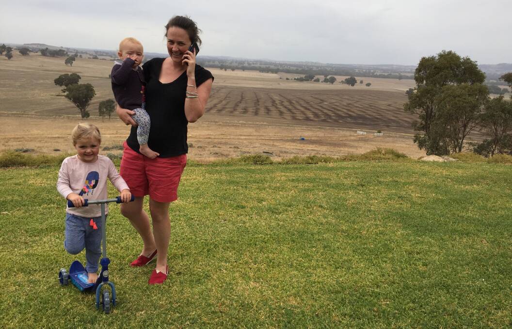 Jo Palmer, The Rock, with daughters Matilda and Anthea, is the 2019 NSW Rural Woman of the Year. She has helped many rural women find professional work.