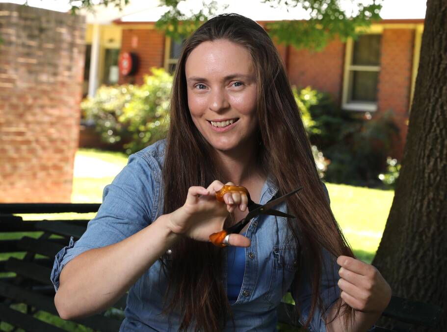 SAY GOODBYE: Wagga's Fiona Bennett is getting ready to done her hair to charity. Pictures: Les Smith.