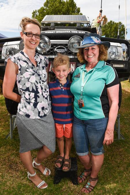 GREAT DAY OUT: Kylie Lyon and her son Beau, 5, of Wodonga with grandmother Jen Partl of Yackandandah, showed their support for the 4WD Expo on Saturday.